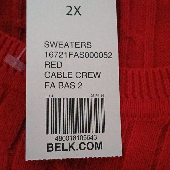 Kim Rogers ribbed cable crew long sleeve sweater holiday party Sz 2X NWT - Picture 7 of 7